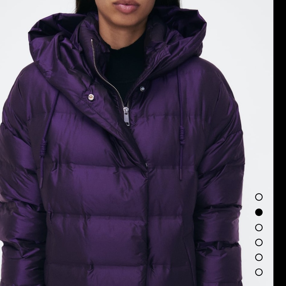 Zara Purple Puffer Coat with Hood - Picture 2 of 6
